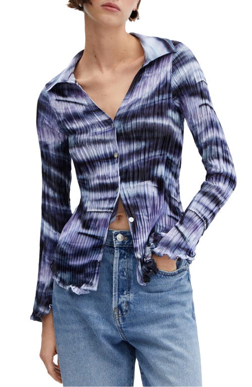 MANGO MANGO Tie Dye Pleated Button-Up Shirt