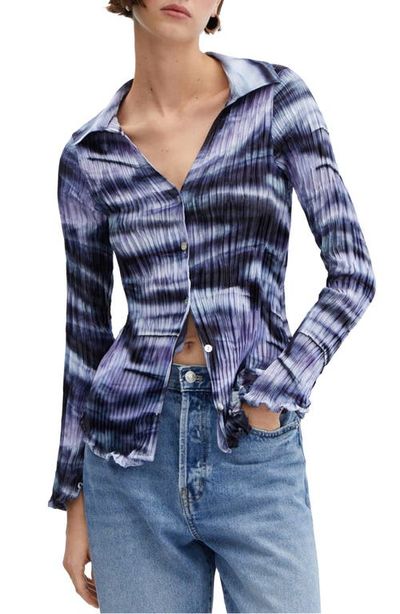 MANGO MANGO Tie Dye Pleated Button-Up Shirt