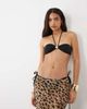 Mango Mango tie neck bikini top with gold accents in black - 1