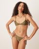 Mango Mango tie side bikini bottoms in olive green - 1
