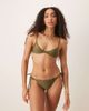 Mango Mango tie side bikini bottoms in olive green - 3