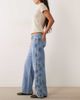 Mango Mango tie side leg detail straight leg jean in light blue - 2
