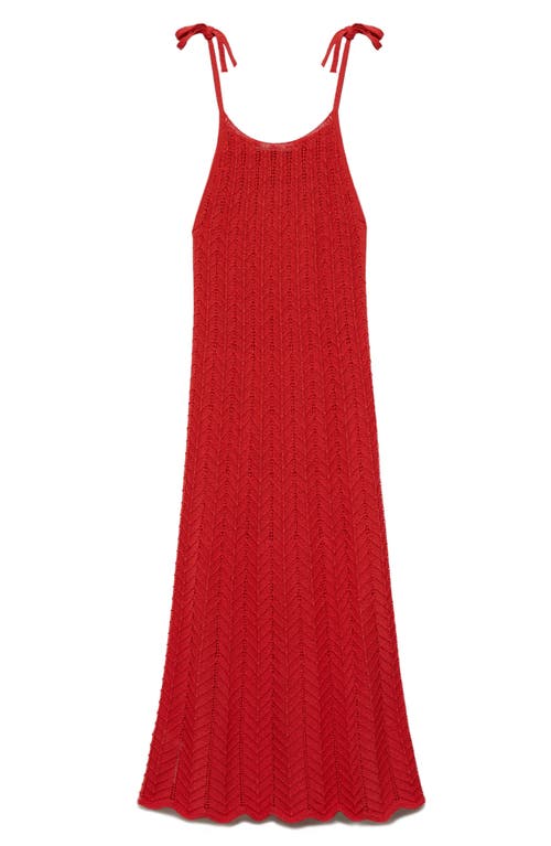 MANGO MANGO Tie Strap Openwork Knit Dress