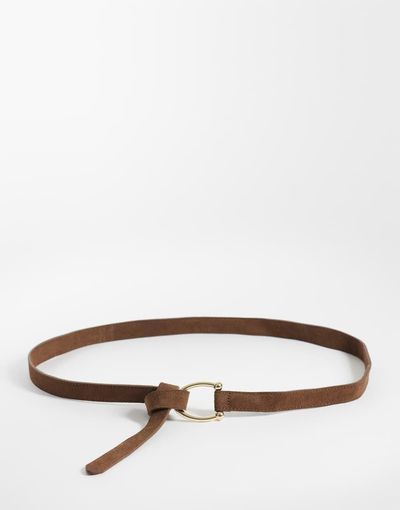 Mango Mango tie waist belt in brown