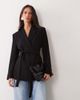 Mango Mango tie waist blazer in black - 1