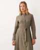 Mango Mango tie waist midi shirt dress in green stripes - 3