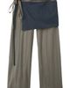 MANGO MANGO Tied Overlay Wide Leg Pants - 1