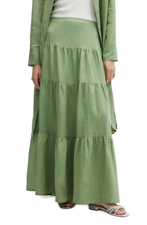 MANGO MANGO Tiered Ramie Maxi Skirt