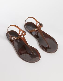 Mango Mango toe post jelly sandals in brown