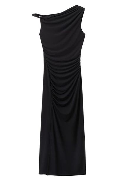 MANGO MANGO Tory Ruched One-Shoulder Midi Dress