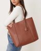 Mango Mango tote bag with charm detail in tan-Brown - 1