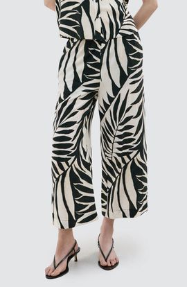 MANGO MANGO Tropical Print Wide Leg Pants