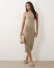 Mango Mango twist strap jersey midi dress in beige-Neutral - 1