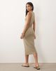 Mango Mango twist strap jersey midi dress in beige-Neutral - 3