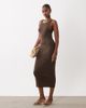 Mango Mango twist strap jersey midi dress in brown - 1