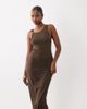 Mango Mango twist strap jersey midi dress in brown - 3
