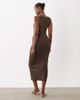 Mango Mango twist strap jersey midi dress in brown - 4