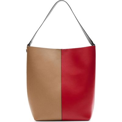 MANGO MANGO Two-Tone Leather Shoulder Bag
