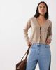 Mango Mango v neck knit cardigan with mandarin buttons in light brown - 1