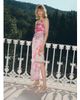 Mango Mango v neck strappy maxi dress in pink floral print - 1