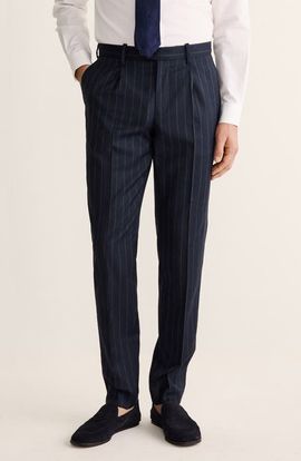MANGO MANGO Venice Chalk Stripe Slim Fit Virgin Wool Pants