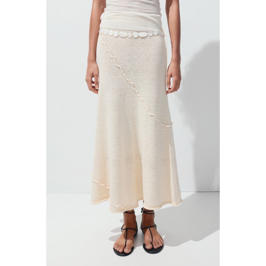MANGO MANGO Wavy Trim Pull-On Midi Skirt