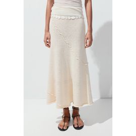 MANGO MANGO Wavy Trim Pull-On Midi Skirt