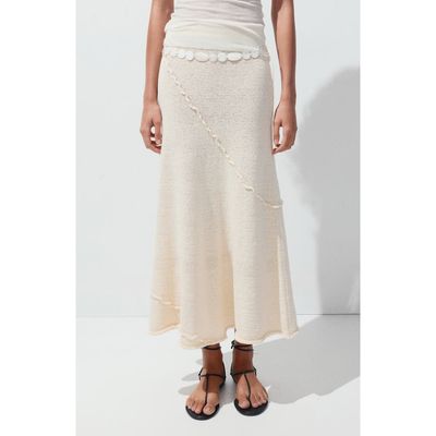 MANGO MANGO Wavy Trim Pull-On Midi Skirt