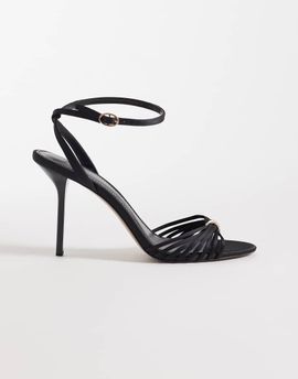 Mango Mango weaved embellishment high heels in black