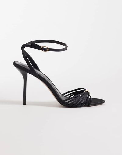 Mango Mango weaved embellishment high heels in black