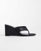 Mango Mango wedge heeled flip flops in black - 1