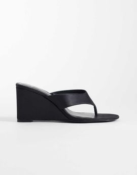 Mango Mango wedge heeled flip flops in black