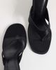 Mango Mango wedge heeled flip flops in black - 3