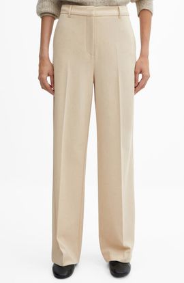 MANGO MANGO Wide Leg Flat Front Pants