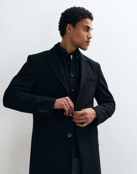 Mango Mango wool mix classic tailored coat in black