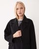 Mango Mango wool mix double breasted midi coat in black - 3