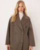 Mango Mango wool mix double breasted midi coat in light brown - 2