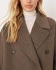 Mango Mango wool mix double breasted midi coat in light brown - 3