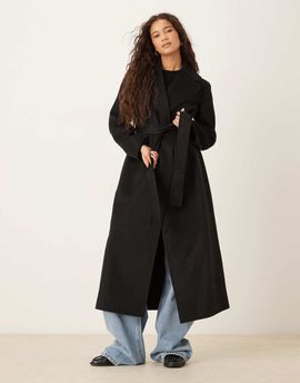 Mango Mango wool mix longline tie vest in black