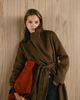 Mango Mango wool mix longline tie waist coat in brown-Neutral - 1