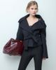 Mango Mango wool mix sculpted belted short jacket in black - 4