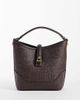 Mango Mango woven bucket bag with buckle in dark brown - 1