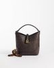 Mango Mango woven bucket bag with buckle in dark brown - 2