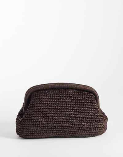 Mango Mango woven clutch purse in brown