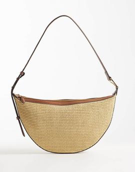 Mango Mango woven cross-body bag in beige-Neutral