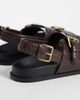 Mango Mango woven faux leather flat sandals in brown - 3