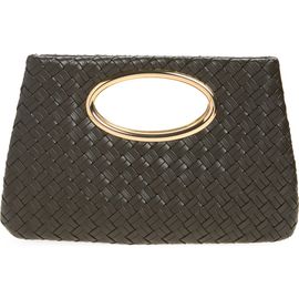 MANGO MANGO Woven Faux Leather Frame Clutch