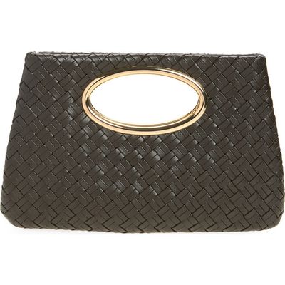 MANGO MANGO Woven Faux Leather Frame Clutch