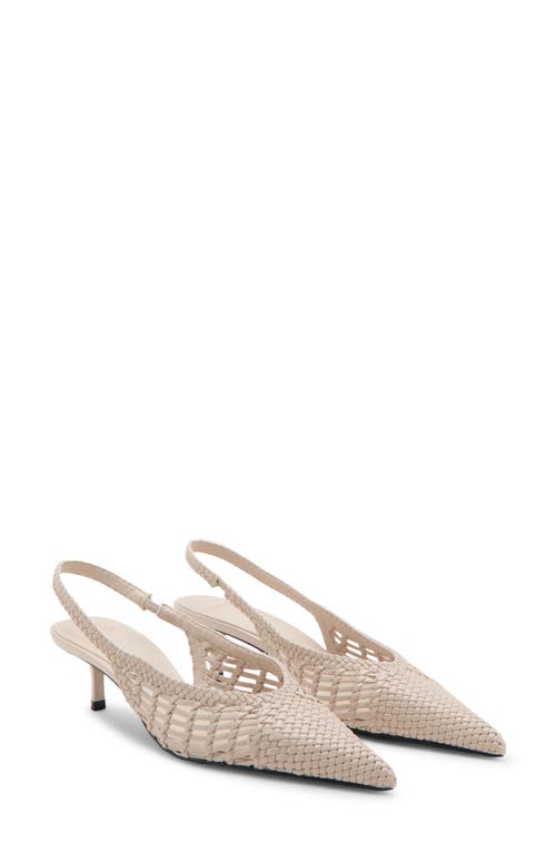 MANGO MANGO Woven Pointed Toe Slingback Kitten Heel Pump