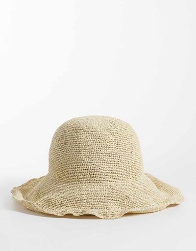 Mango Mango woven sun hat in beige-Neutral